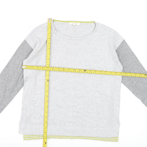 White Stuff Women's Grey Pullover Jumper UK 10 Cotton Blend Long Sleeve Knit