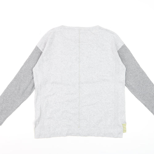 White Stuff Women's Grey Pullover Jumper UK 10 Cotton Blend Long Sleeve Knit