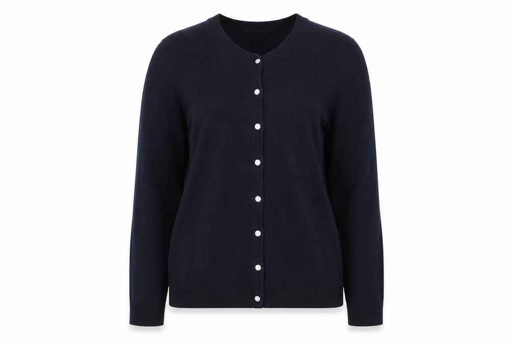 Laura Ashley Women's Blue Wool Blend Crew Neck Cardigan UK 12