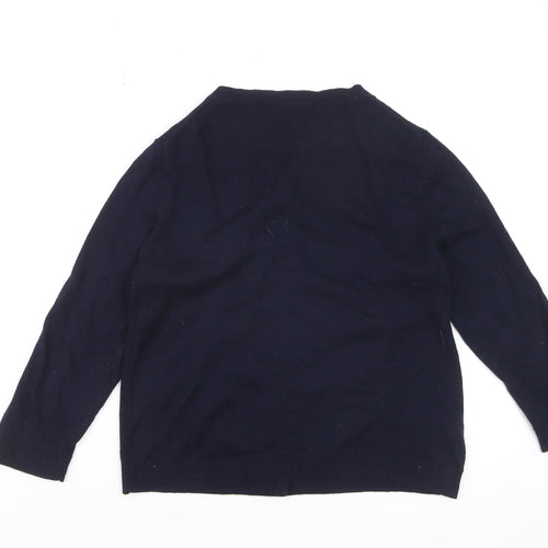 Laura Ashley Women's Blue Wool Blend Crew Neck Cardigan UK 12