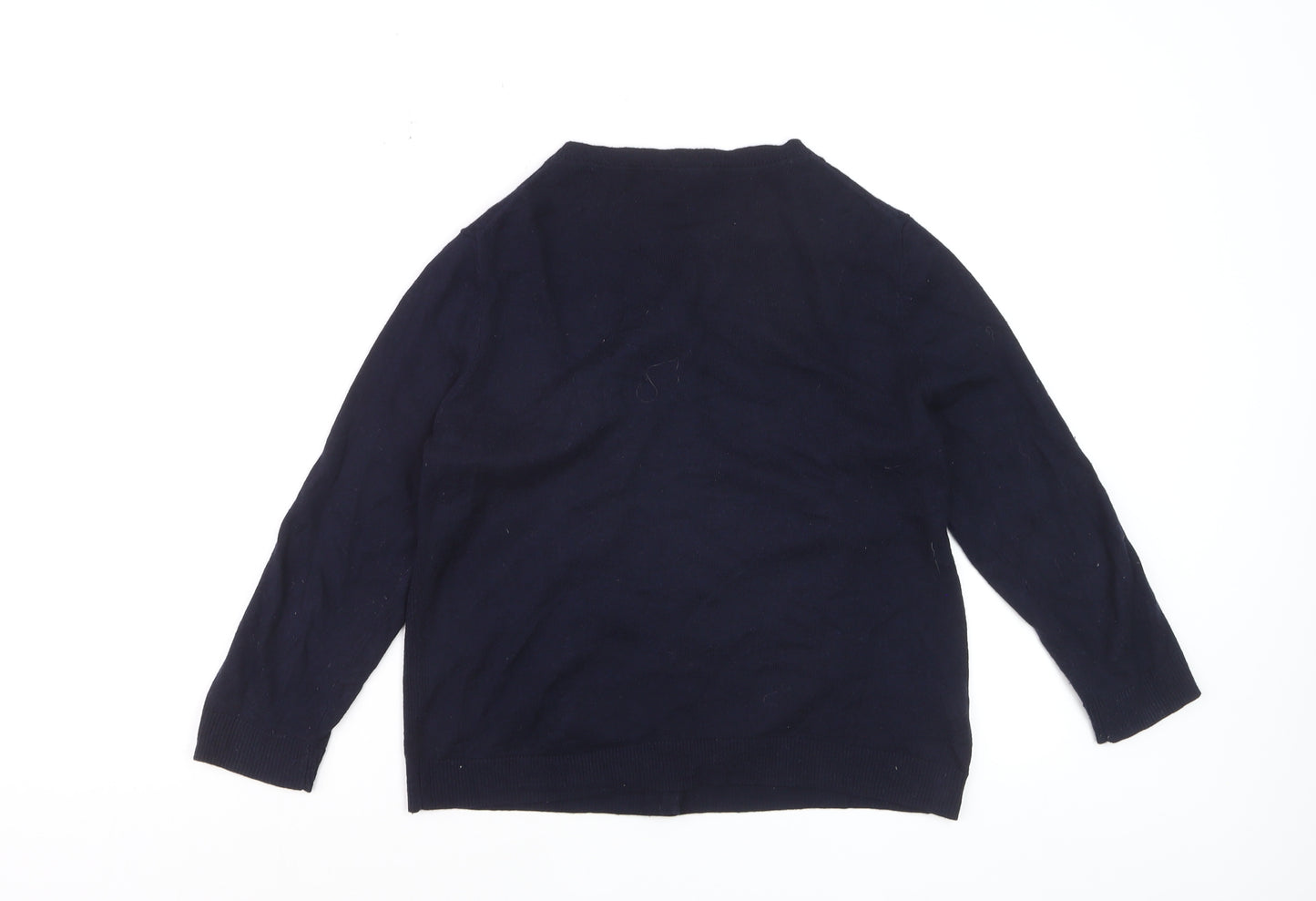 Laura Ashley Women's Blue Wool Blend Crew Neck Cardigan UK 12