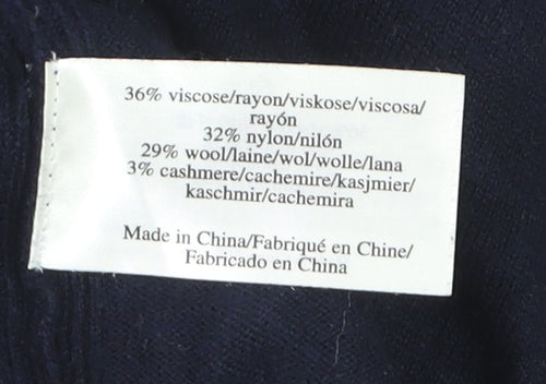 Laura Ashley Women's Blue Wool Blend Crew Neck Cardigan UK 12