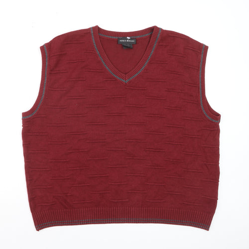 Patrick Bernard Men's Red V-Neck Sleeveless Knit Vest Jumper Size L