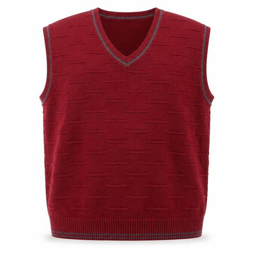 Patrick Bernard Men's Red V-Neck Sleeveless Knit Vest Jumper Size L
