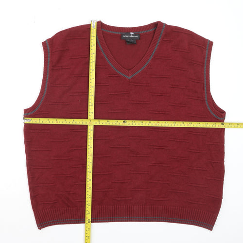 Patrick Bernard Men's Red V-Neck Sleeveless Knit Vest Jumper Size L