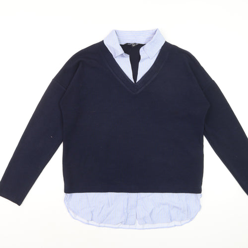 Friends Like These Women's Blue V-Neck Pullover Jumper Size 8