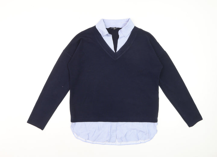 Friends Like These Women's Blue V-Neck Pullover Jumper Size 8