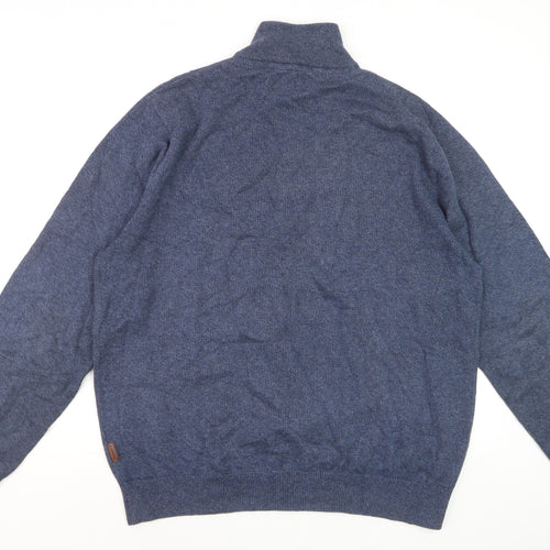 Schöffel Men Blue XL Cotton Cashmere 1/4 Zip Knit Sweatshirt