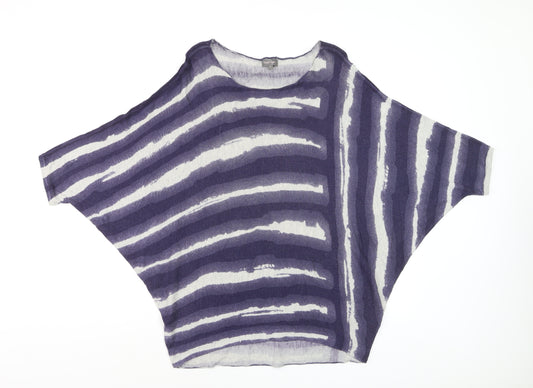 Phase Eight Women’s Purple Striped Relaxed Knit Jumper L