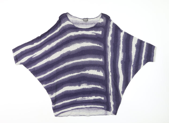 Phase Eight Women’s Purple Striped Relaxed Knit Jumper L