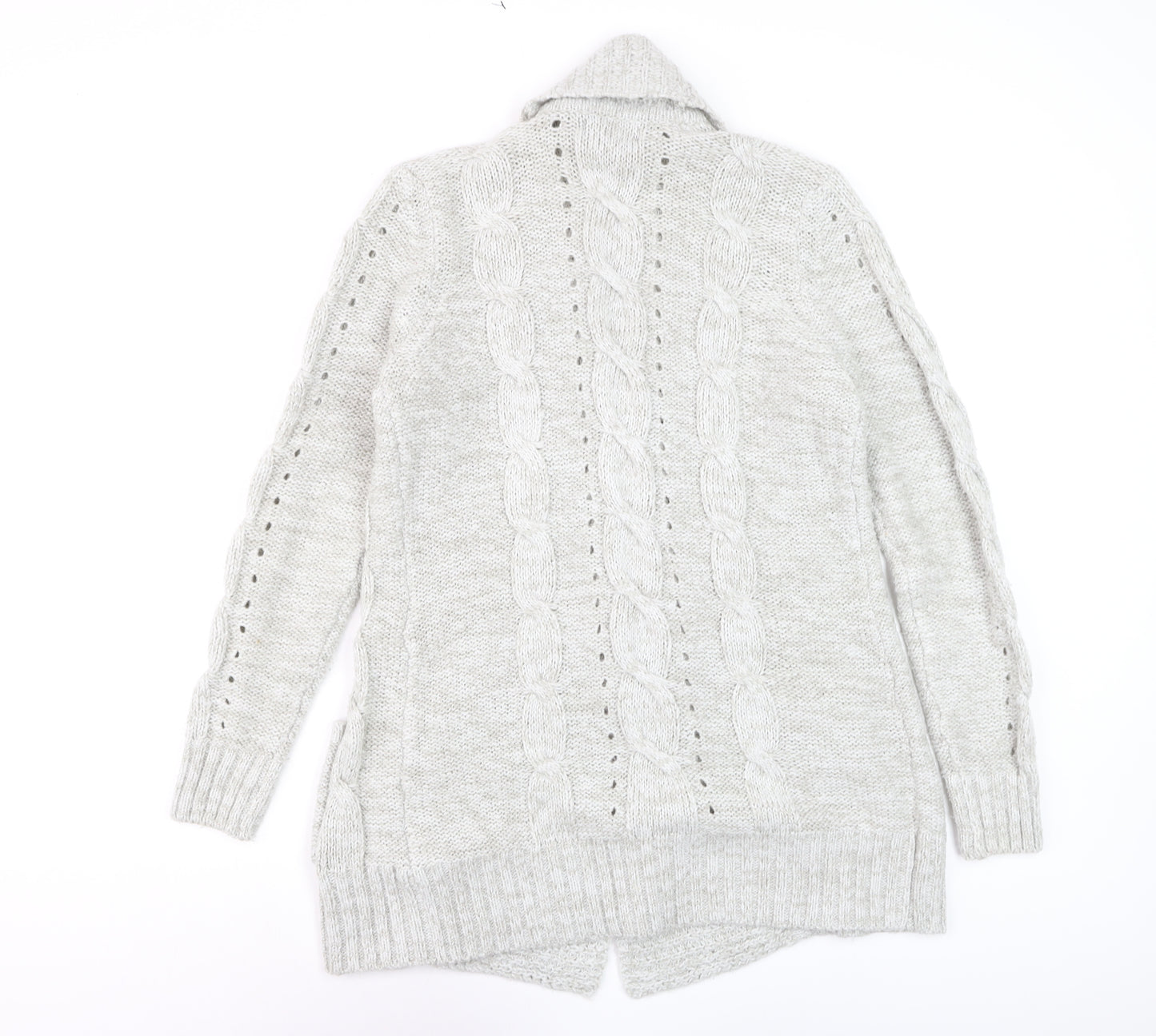New Look Women’s Grey Tall Cable Knit Open Cardigan Size 10