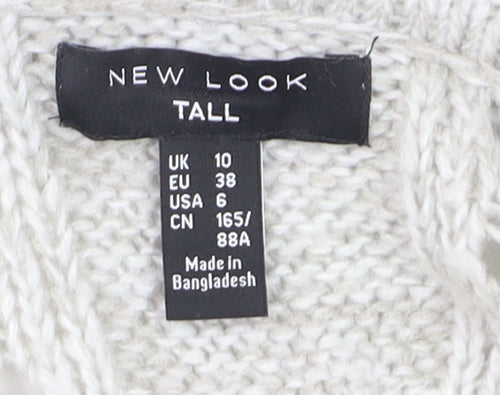 New Look Women’s Grey Tall Cable Knit Open Cardigan Size 10