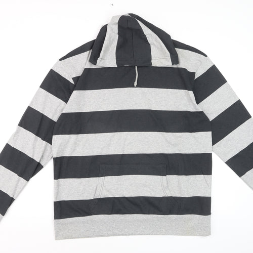 Urban Spirit Men's Grey Black Striped Pullover Hoodie XL