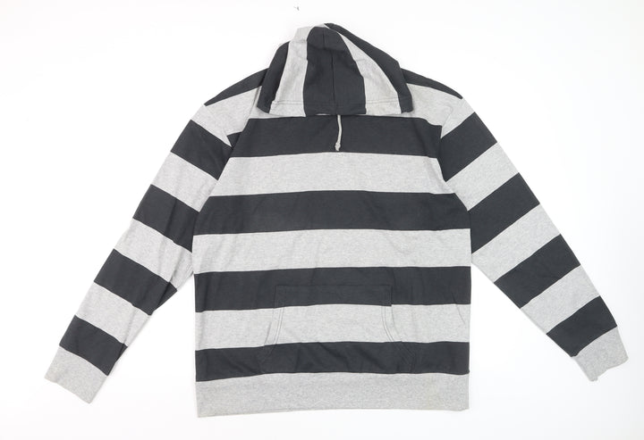 Urban Spirit Men's Grey Black Striped Pullover Hoodie XL