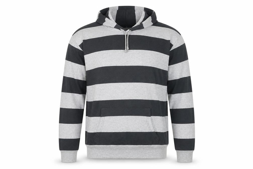 Urban Spirit Men's Grey Black Striped Pullover Hoodie XL