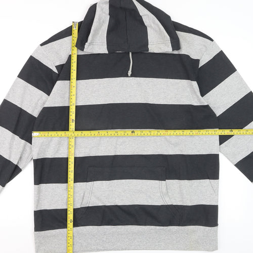 Urban Spirit Men's Grey Black Striped Pullover Hoodie XL