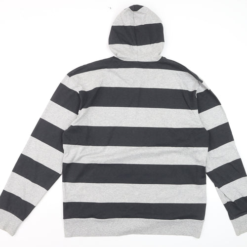 Urban Spirit Men's Grey Black Striped Pullover Hoodie XL
