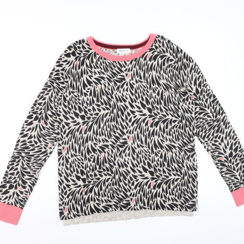 White Stuff Women’s Multicoloured Crew Neck Wool Cotton Jumper UK 14