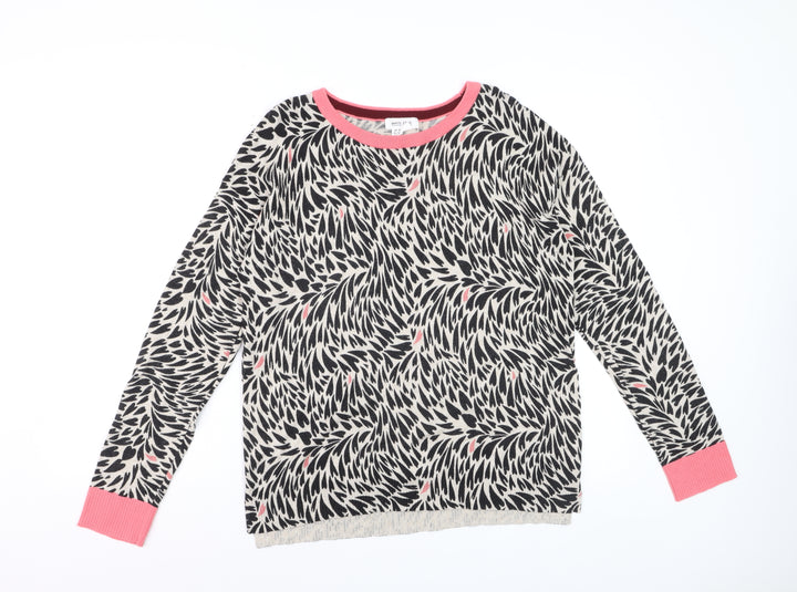 White Stuff Women’s Multicoloured Crew Neck Wool Cotton Jumper UK 14