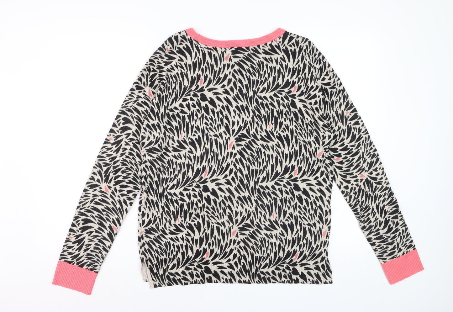 White Stuff Women’s Multicoloured Crew Neck Wool Cotton Jumper UK 14