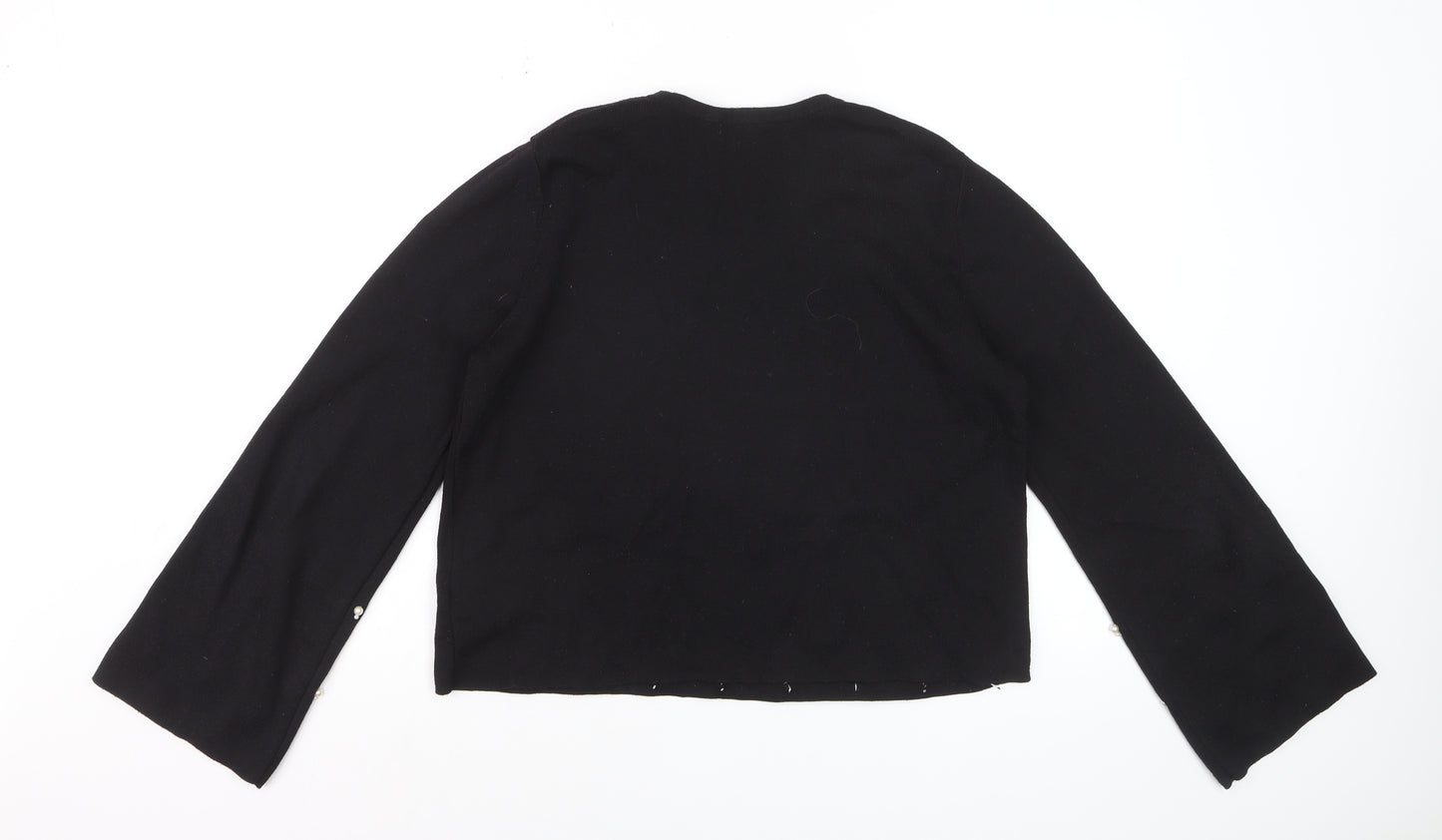 H&M Women Black Beaded Knit Jumper Size 14 Long Sleeve