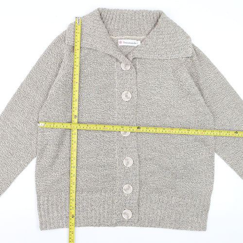 Beaumonde Women Beige Collared Chunky-Knit Cardigan L