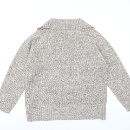 Beaumonde Women Beige Collared Chunky-Knit Cardigan L
