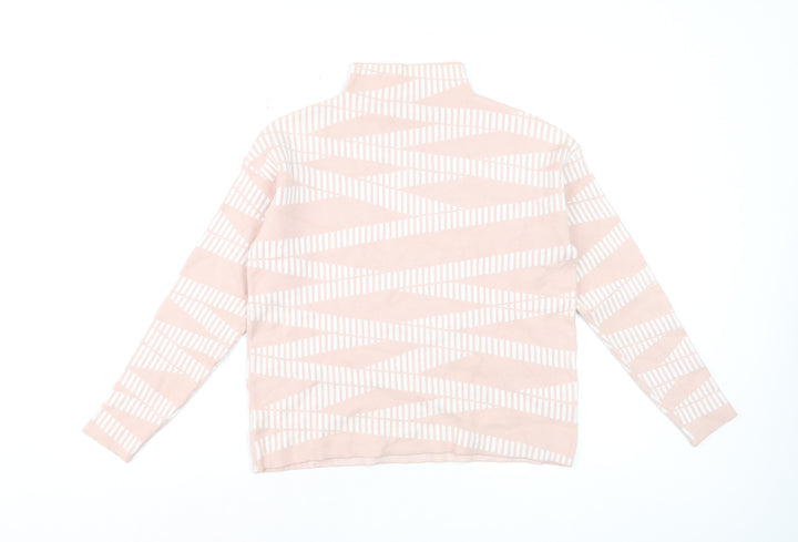 Maison de Nimes Women’s Pink Geometric Mock Neck Jumper Size 12