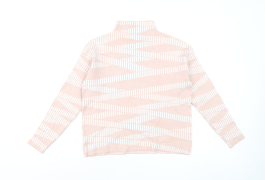 Maison de Nimes Women’s Pink Geometric Mock Neck Jumper Size 12