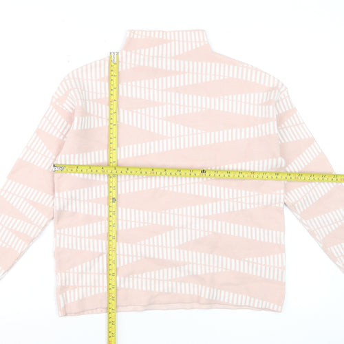 Maison de Nimes Women’s Pink Geometric Mock Neck Jumper Size 12