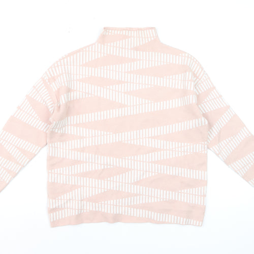 Maison de Nimes Women’s Pink Geometric Mock Neck Jumper Size 12
