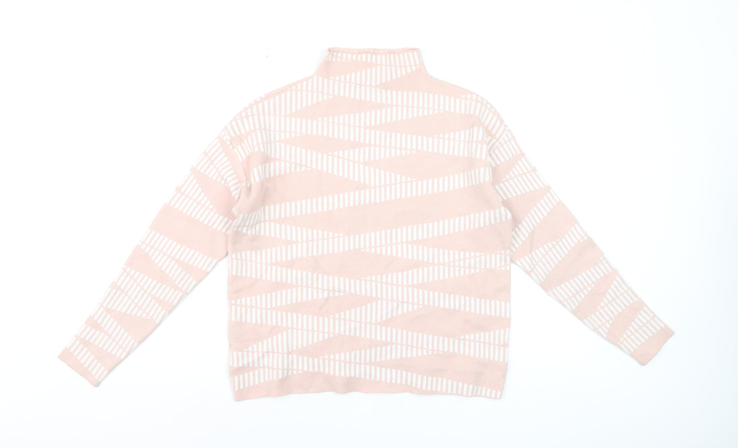 Maison de Nimes Women’s Pink Geometric Mock Neck Jumper Size 12