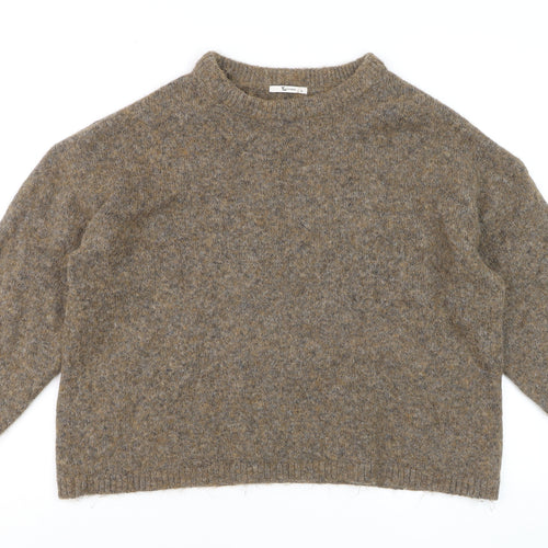 Tu Women Brown Wool Blend Crew Neck Jumper Size 12 Pullover