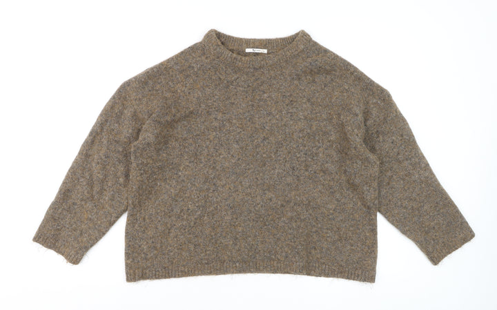 Tu Women Brown Wool Blend Crew Neck Jumper Size 12 Pullover