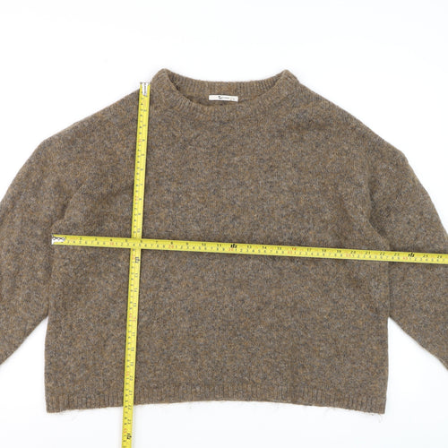 Tu Women Brown Wool Blend Crew Neck Jumper Size 12 Pullover