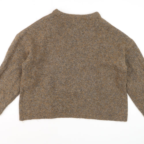 Tu Women Brown Wool Blend Crew Neck Jumper Size 12 Pullover