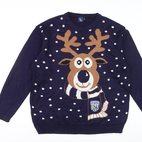 West Bromwich Albion Men's Blue XL Christmas Reindeer Jumper