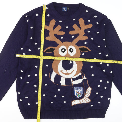 West Bromwich Albion Men's Blue XL Christmas Reindeer Jumper