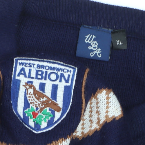 West Bromwich Albion Men's Blue XL Christmas Reindeer Jumper