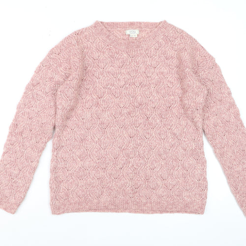 Fat Face Womens Pink Cable Knit Wool Blend Jumper Size 10