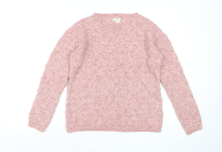 Fat Face Womens Pink Cable Knit Wool Blend Jumper Size 10
