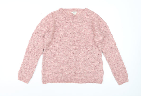Fat Face Womens Pink Cable Knit Wool Blend Jumper Size 10
