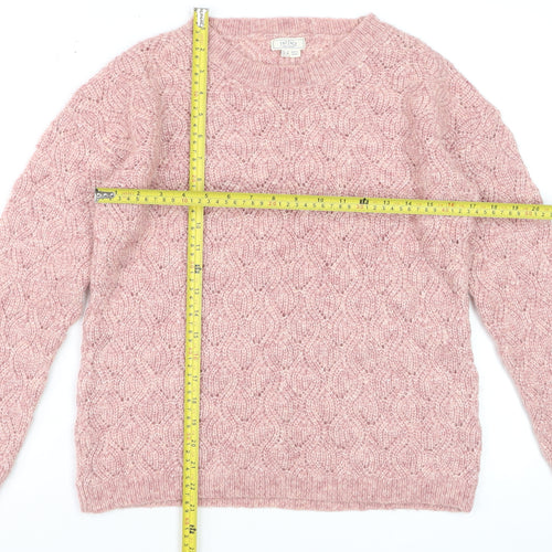 Fat Face Womens Pink Cable Knit Wool Blend Jumper Size 10