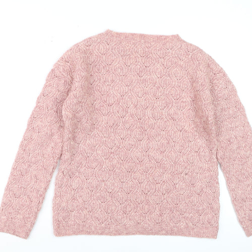 Fat Face Womens Pink Cable Knit Wool Blend Jumper Size 10