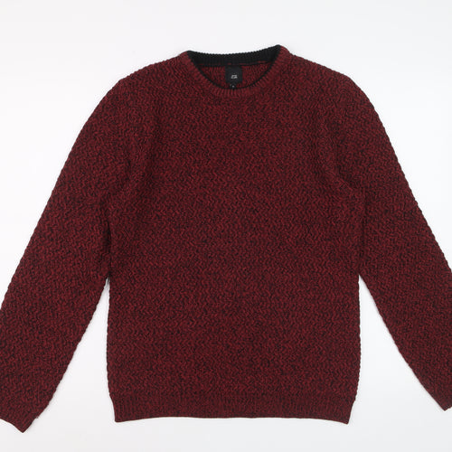 River Island Mens Red Chunky Knit Acrylic Jumper Size S