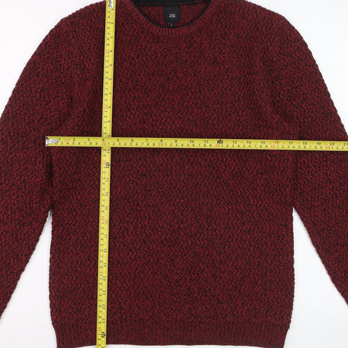River Island Mens Red Chunky Knit Acrylic Jumper Size S