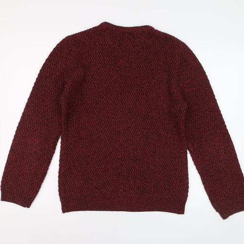 River Island Mens Red Chunky Knit Acrylic Jumper Size S