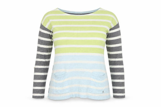Front view of White Stuff Women's Multicoloured Striped Cotton Jumper, size 12