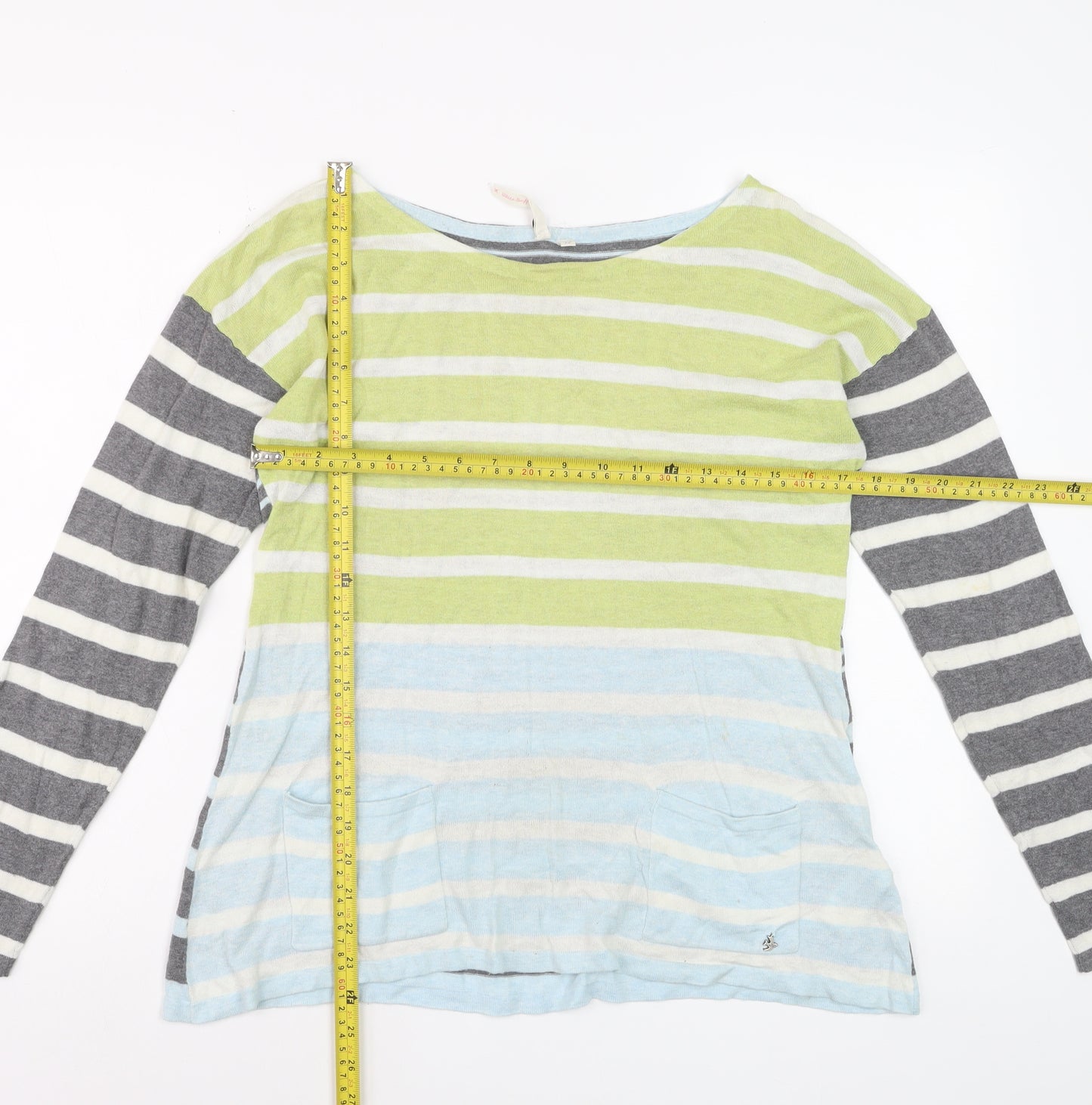 White Stuff Women's Multicoloured Striped Cotton Jumper Size 12