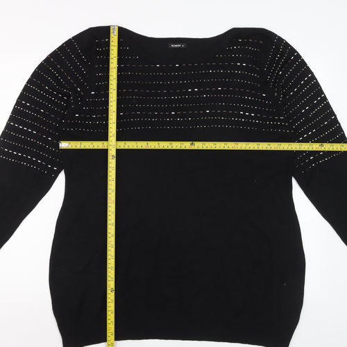 Roman Women’s Black Round Neck Knit Jumper Size 20 Long Sleeve